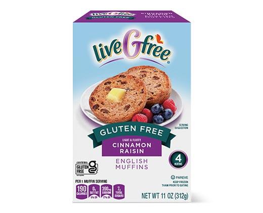 liveGfree Cinnamon Raisin or Plain Gluten Free English Muffins