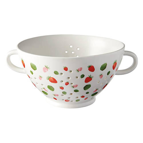 Large Ceramic Colander, Strawberry Print