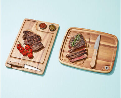 Steak Serving Boards with Steak Knife