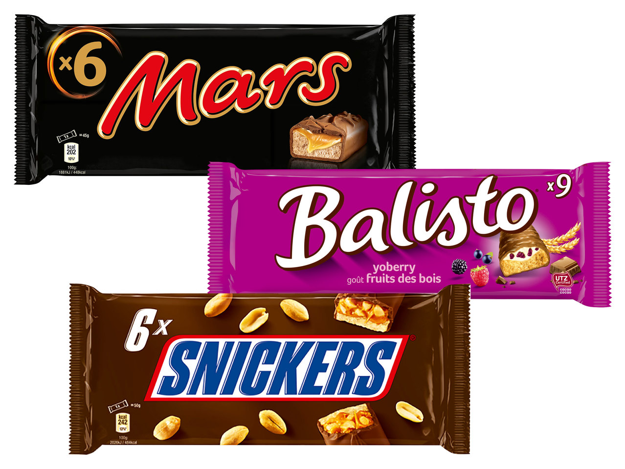 SNICKERS, BALISTO, MARS Schokoriegel