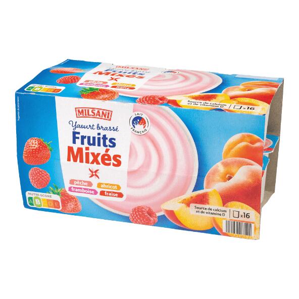 MILSANI(R) 				Yaourt brassé aux fruits mixés, 16 pcs