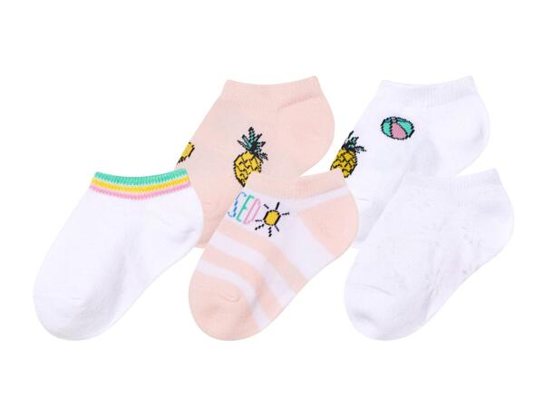 Girls' trainer socks, 5 pairs