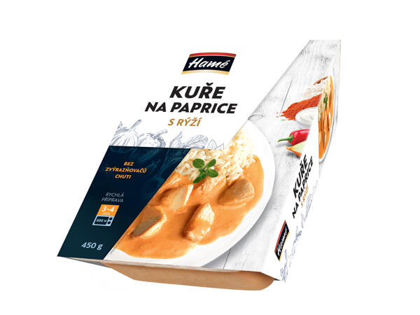 KUŘE NA PAPRICE S RÝŽÍ / KUŘECÍ SMĚS KUNG PAO S RÝŽÍ