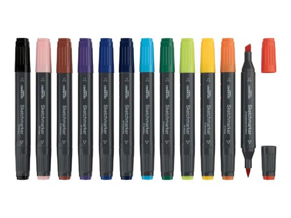 Crelando Bright Sketch Marker Set - 12 Pieces