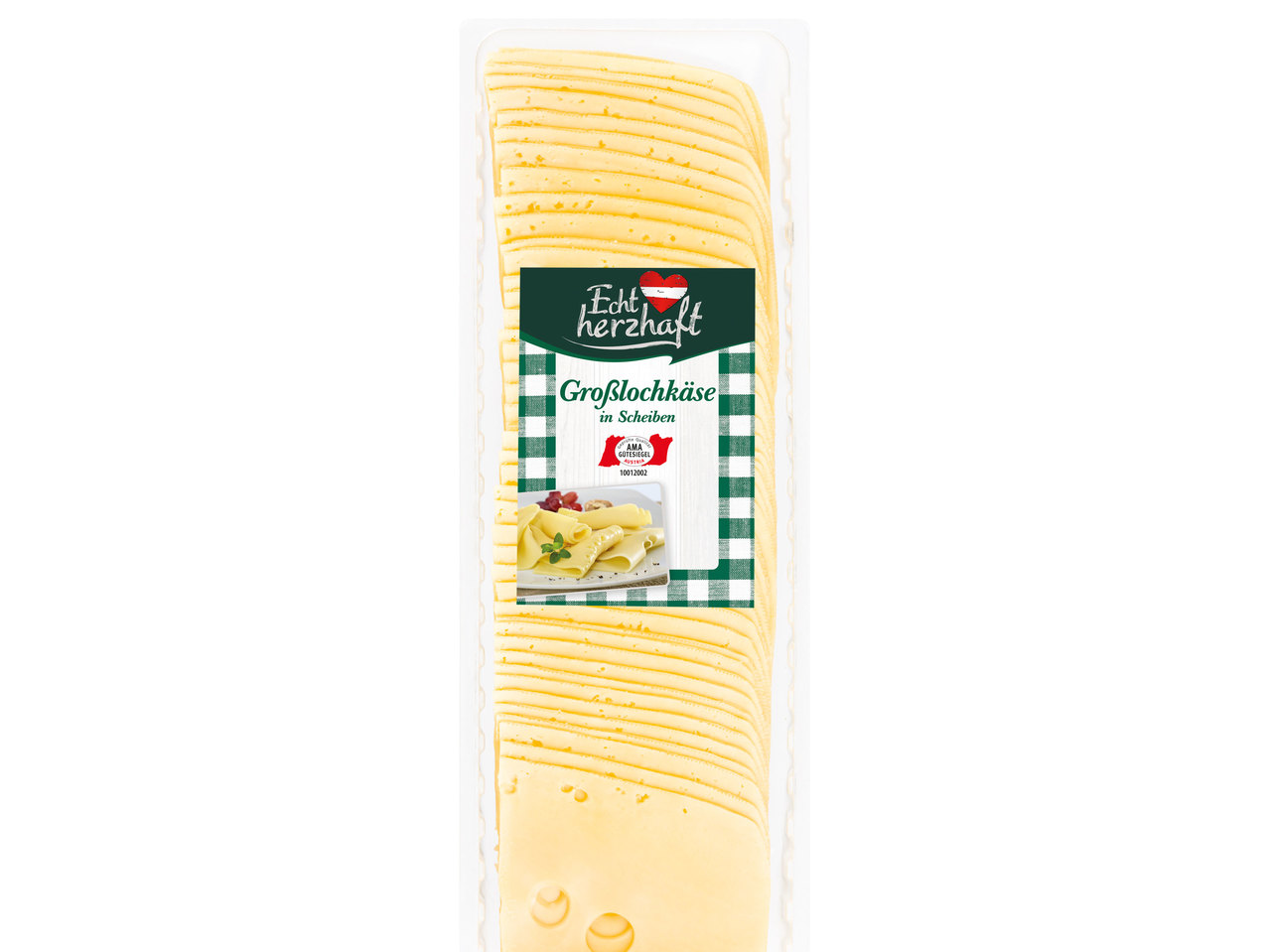 ECHT HERZHAFT Großlochkäse in Scheiben