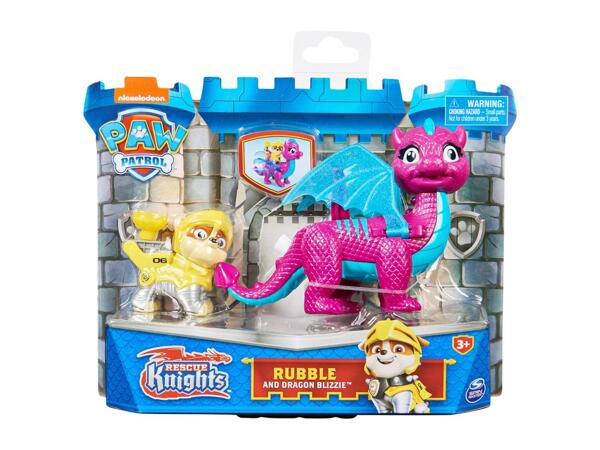 Paw Patrol Rescue Knights Play Set - Rubble and Dragon Blizzie