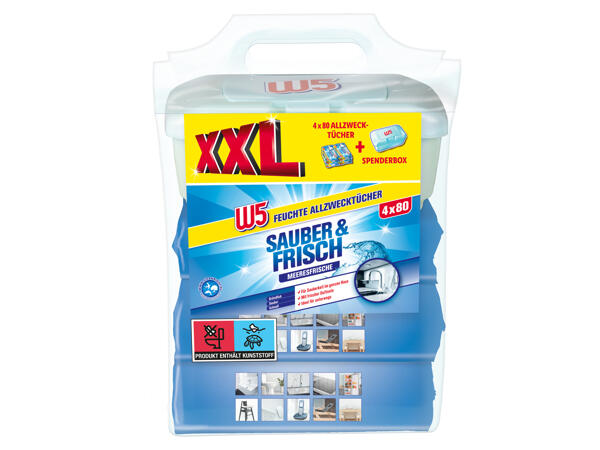 Feuchte Allzwecktücher mit Spenderbox 3x 80 Stk. + 1 Pkg. gratis