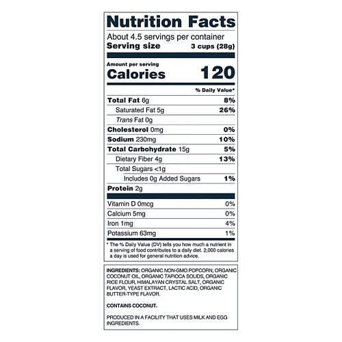 White Cheddar Organic Popcorn, 4.6 oz