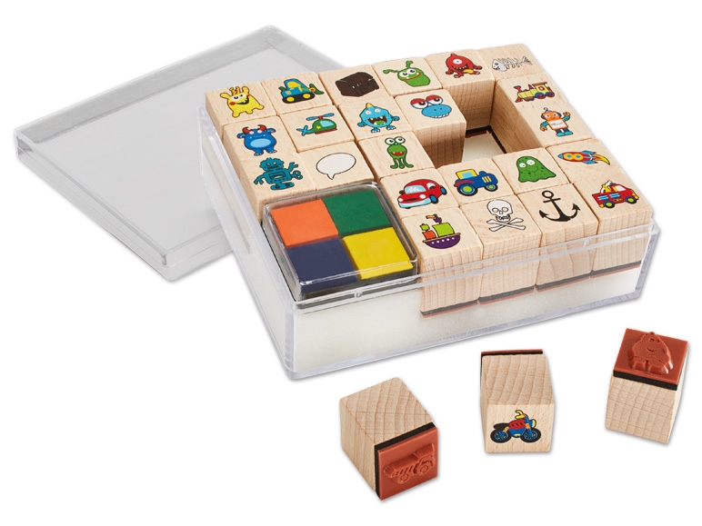 CRELANDO(R) Holz Stempel-Set, 27-teilig