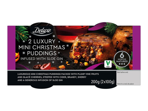 Deluxe 2 Pack Individual Mini Christmas Puddings