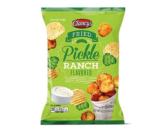 Clancy's 
 Loaded Bacon & Cheddar or Fried Pickle Ranch Wavy Potato Chips