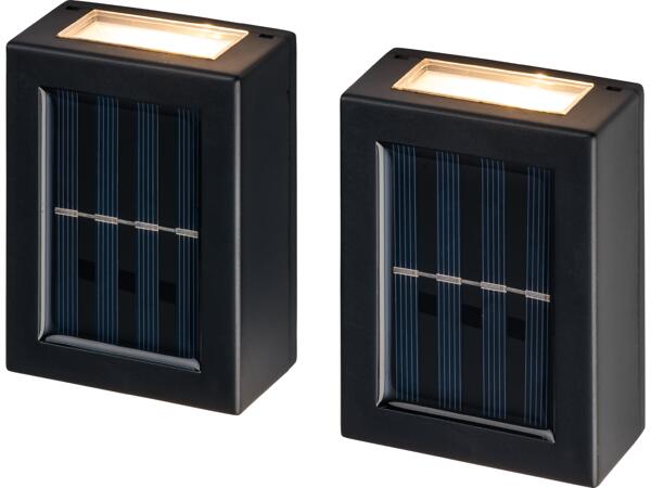 Solcellsdriven LED-vägglampa, 2-pack