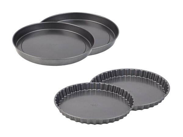 Moules à quiches/​plaques de cuisson spécial pizza, lot de 2