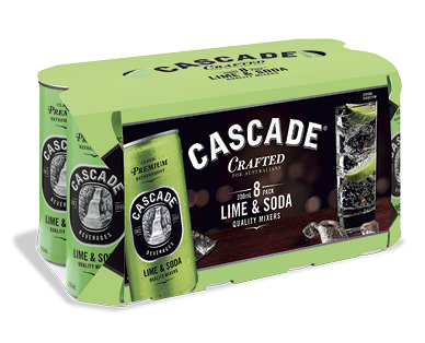 CASCADE CANS 8 X 200ML - LIME & SODA