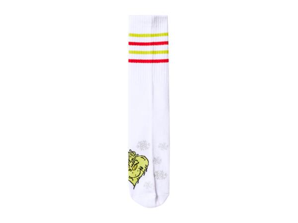 Adults' White/Red/Grey Grinch Socks - 3 Pairs