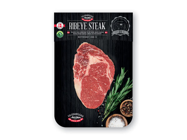 Ribeye steak, højrebsbøf, frokost- eller minutbøffer