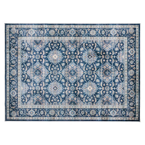 5' x 7' Washable Area Rug - Navy Medallion