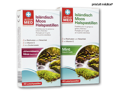 Pastilles pour la gorge à la mousse d'Islande ACTIVE MED