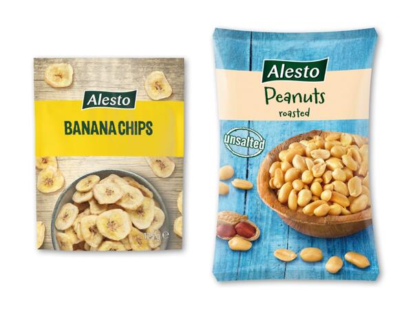 Bananchips eller ristede peanuts