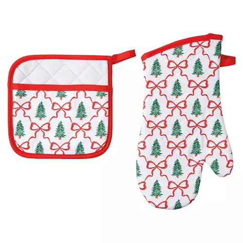 Holiday Oven Mitt & Potholder Set - Bows