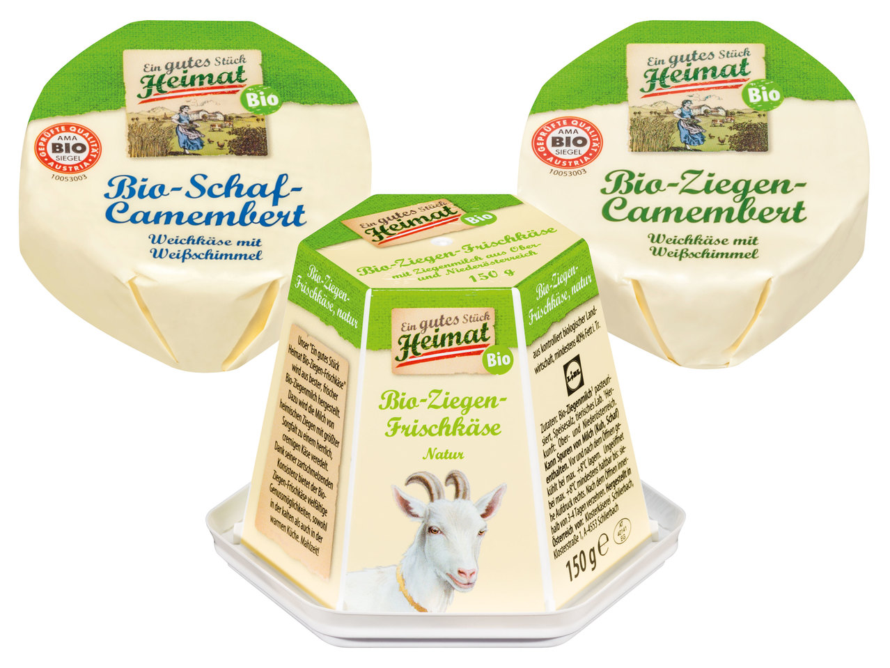 EIN GUTES STÜCK HEIMAT BIO Bio-Schaf-Camembert oder Ziegenkäse-Spezialität