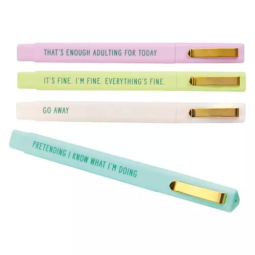 4 Pack Black Ink Quote Pens - Sarcastic