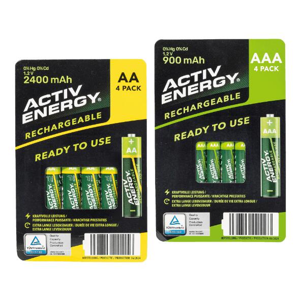 ACTIV ENERGY(R) 				Oplaadbare batterijen, 4 st.