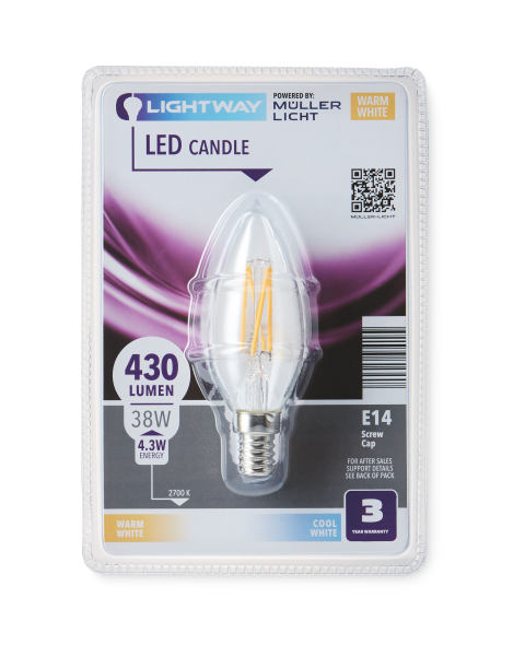 3W E14 Clear LED Candle Bulb