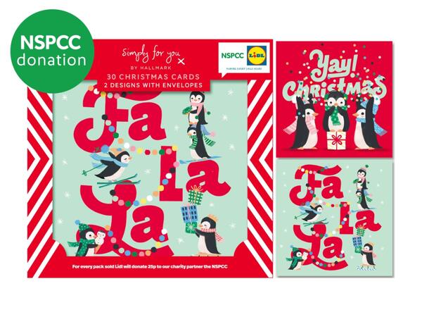 Simply For You NSPCC Mini Christmas Cards - 30 Pack