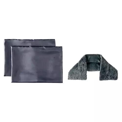 2 Pack Pillowcases & Neck Wrap, Gray