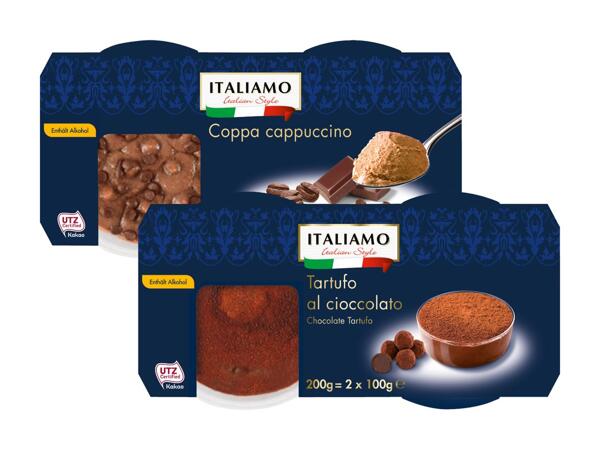 Coppa cappuccino oder Tartufo al cioccolato