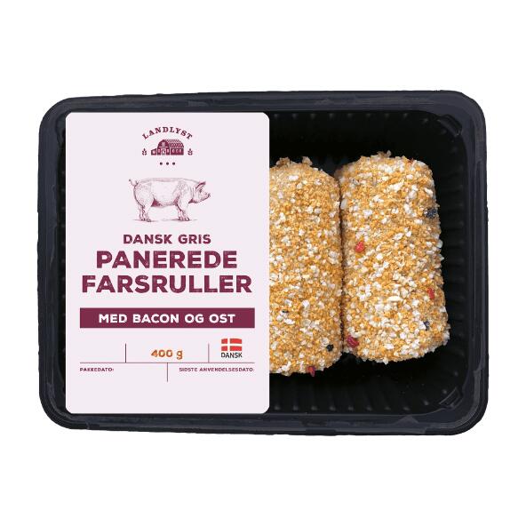 LANDLYST Panerede farsruller af dansk gris