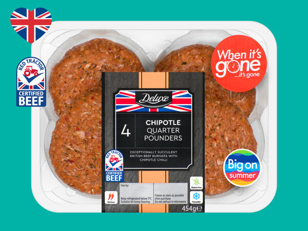 Deluxe 4 Chipotle British Beef Quarter Pounders