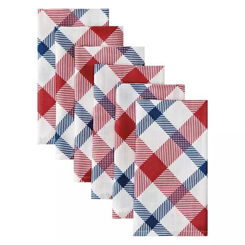 17"X 17" Americana Napkins - Plaid, 6 pack