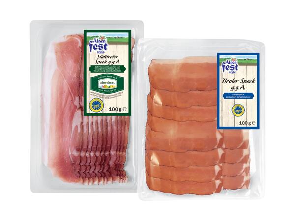 Tiroler Karreespeck g.g.A. oder Südtiroler Schinkenspeck g.g.A.