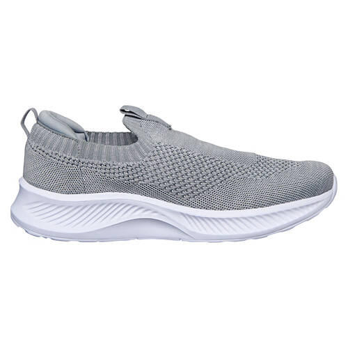 Ladies Comfort Slip on Trainer Shoes - Grey, 8