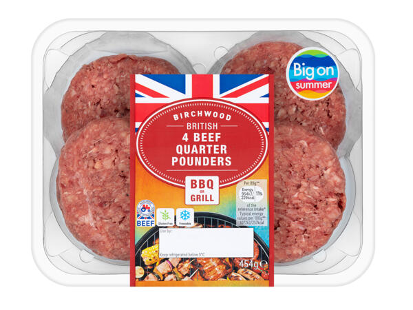 Birchwood British 4 Beef Quarter Pounders