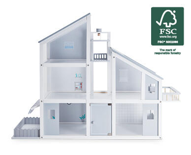 Grey/White Wooden Doll's House