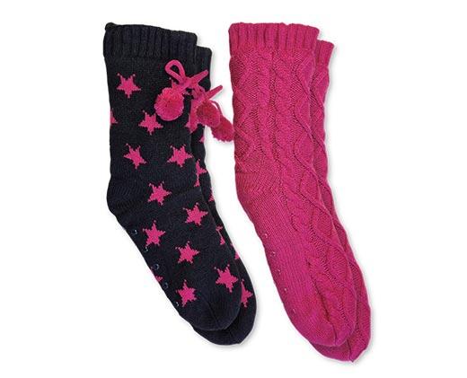 Serra Ladies 2 Pack Chunky Knit Slipper Socks