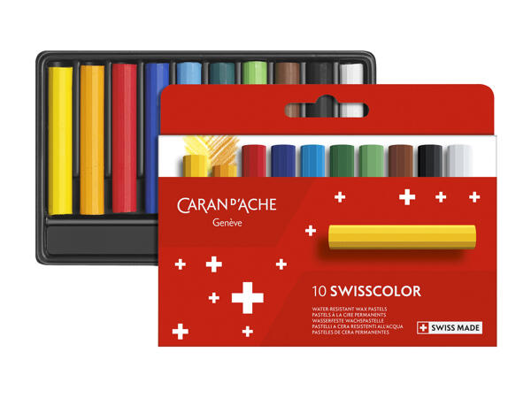 Pastels à la cire Swisscolor résistants à l'eau, 10 pièces