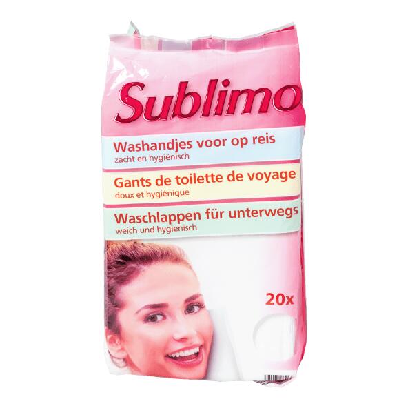 SUBLIMO(R) 				Gants de toilette jetables, 20 pcs