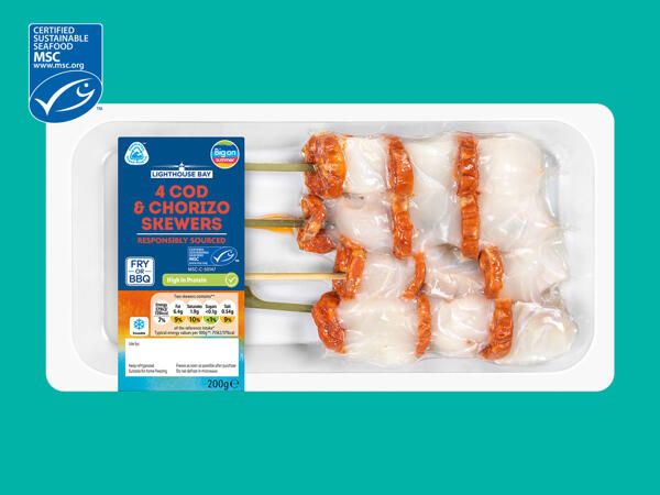 Lighthouse Bay 4 Cod & Chorizo Skewers