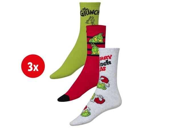 Adult's socks, 3 pairs "Grinch"