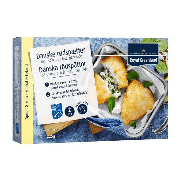 Danske fyldte rødspætter med spinat/feta