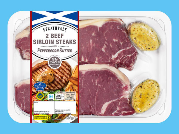 28-Day Matured 2 Beef Sirloin Steaks with Peppercorn Butter