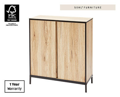 Home Study Storage Cupboard - Black/Natural