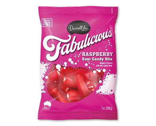Darrell Lea Fabulicious Sour Candy Stix Raspberry or Green Apple