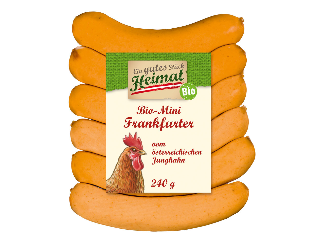 EIN GUTES STÜCK HEIMAT Bio-Miniwürstel vom Junghahn