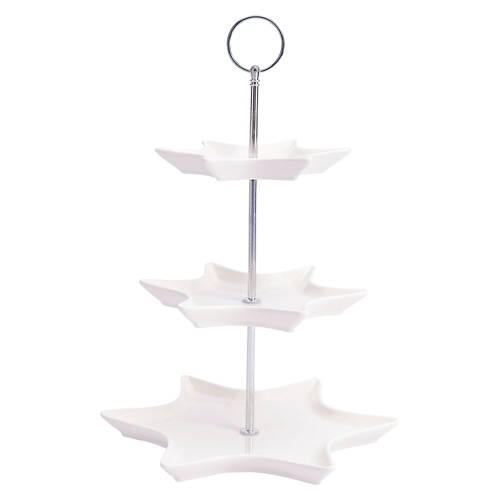 3 Tier Buffet Server - Star-shaped, White