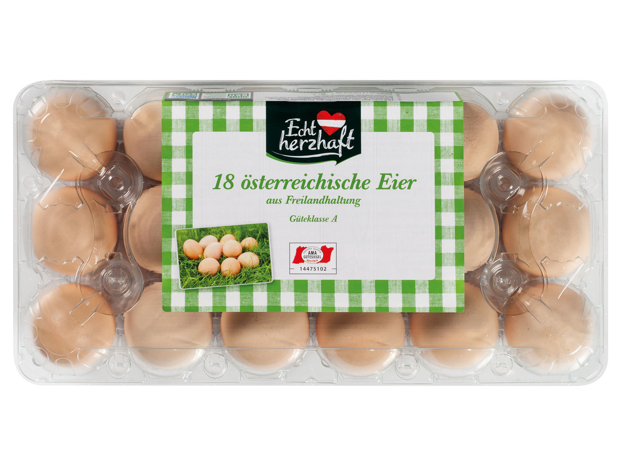 ECHT HERZHAFT 18 österreichische Eier aus Freilandhaltung